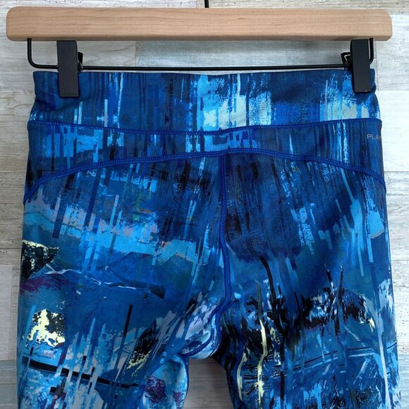 Reebok Mid Rise Running Tights Blue Abstract Print Womens Size XS - Picture 5 of 7